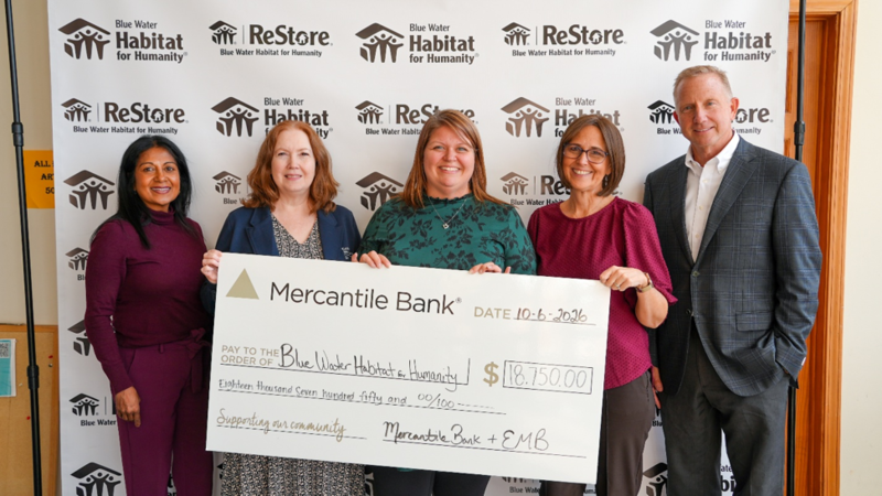 Blue Water Habitat for Humanity Check with Mercantile Bank