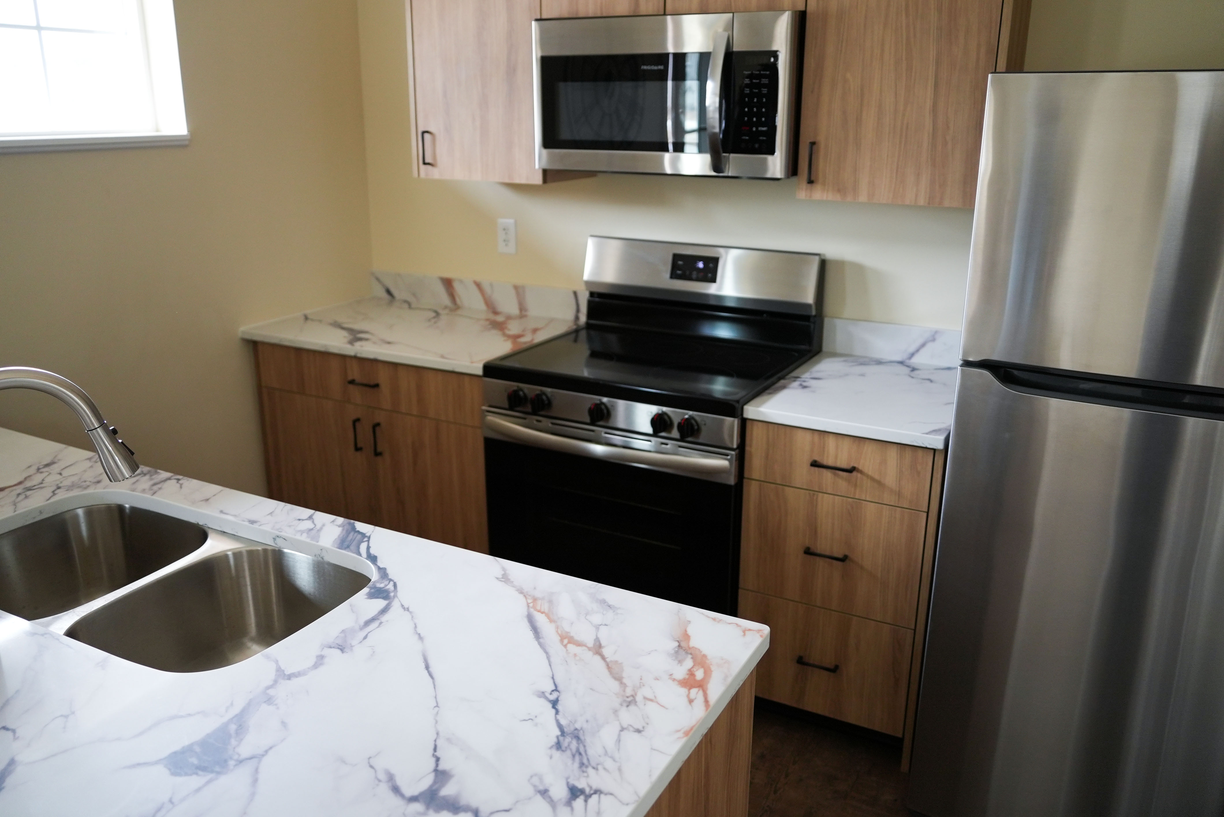 Hope Village - Tiny Home Interior Kitchen - Mercantile Bank